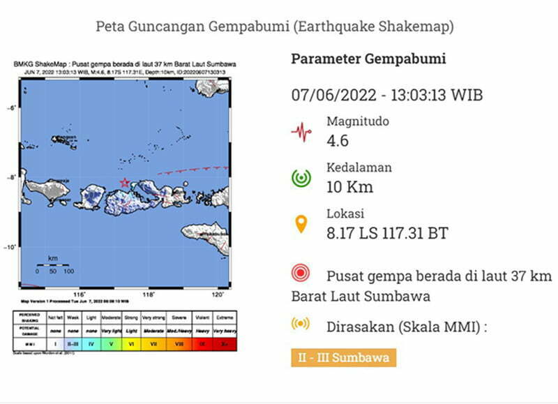 Gempa Bumi M 4,6 Guncang Sumbawa - Gempa Bumi Sumbawa - Gempa Terkini - Info BMKG
